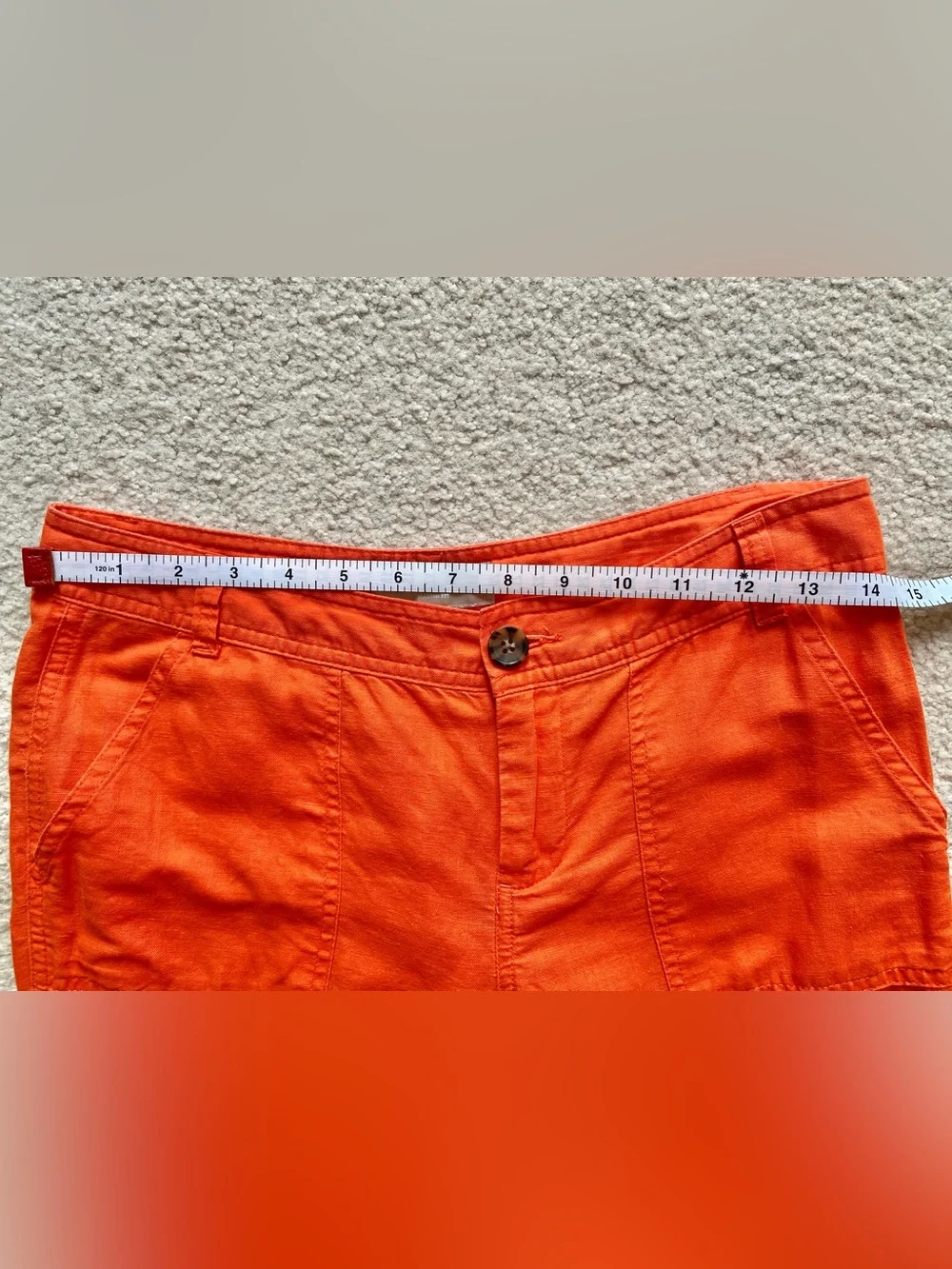 BANANA REPUBLIC Orange Ankle Cargo Crop Pants, linen